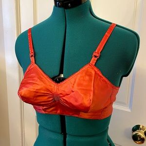 Vintage 1940s red satin bra 32B